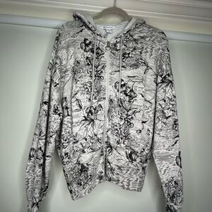 Athleta Balance Hoodie Sweatshirt - Eden Floral Grey - Small EUC.